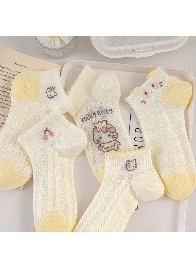 TRENDORA Women's Cotton Blend Ankle Socks, 5 Pairs with 1 Gift, Mixed Colours, Casual Comfort - Image 4
